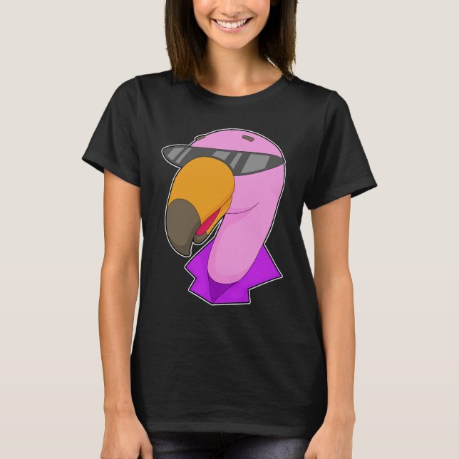 T-shirt Lunettes de soleil Flamant rose (Devant)