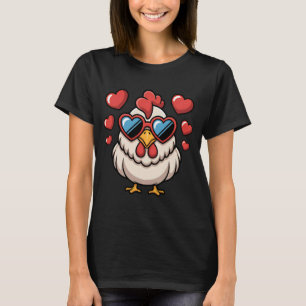 T-shirt Lunettes de soleil Funny Chicken Saint Valentin cœ