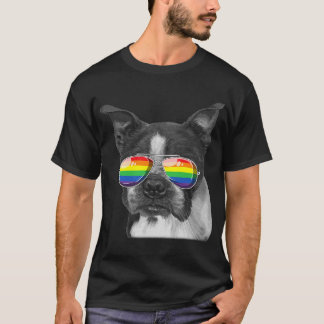 T-shirt Lunettes de soleil Gay pride Boston Terrier LGBT