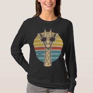 T-shirt Lunettes de soleil girafe vintage vecteur crépuscu