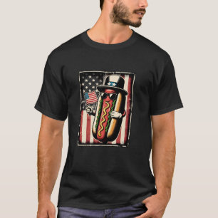 T-shirt Lunettes de soleil Hotdog Drapeau américain 4 juil