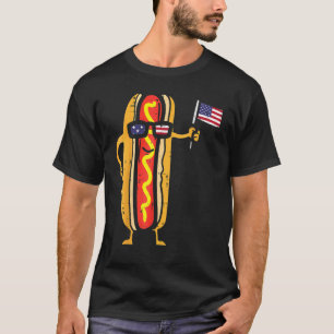 T-shirt Lunettes de soleil Hotdog Drapeau américain 4 juil
