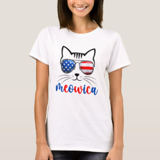 T-shirt Lunettes de soleil Meowica Chat Chaton Drapeau USA