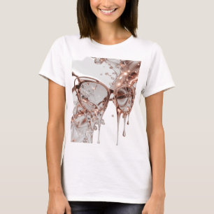 T-SHIRT LUNETTES DE SOLEIL OR ROSE AVEC ÉCLABOUSSURES D'EA