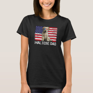 T-shirt Lunettes de soleil Papa maltais Drapeau Américain