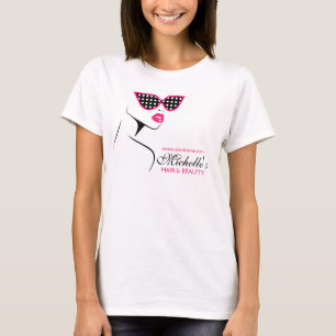 T-shirt Lunettes de soleil pointillées par rose cheveux et