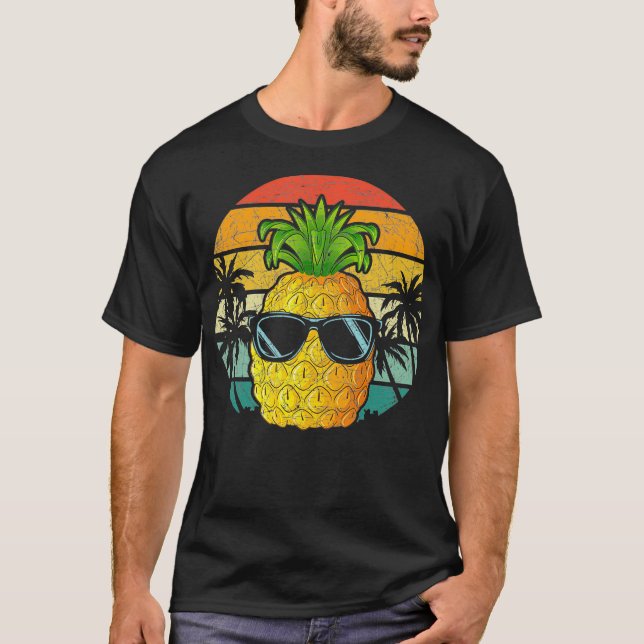 T-shirt Lunettes de soleil Retro Cool ananas Funny Tropica (Devant)