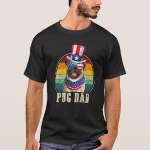 T-shirt Lunettes de soleil rétro Pug Papa 14 juillet Fête 