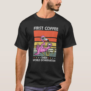 T-shirt Lunettes de soleil Retro Tropical Bird Coffee Vint