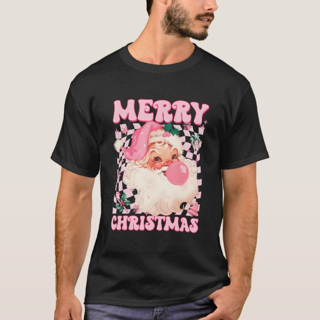 T-shirt Lunettes de soleil rose du Père Noël soufflant de  (Devant)