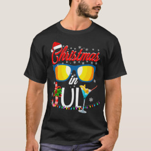 T-shirt Lunettes de soleil Santa Hat Noël Été En Juille