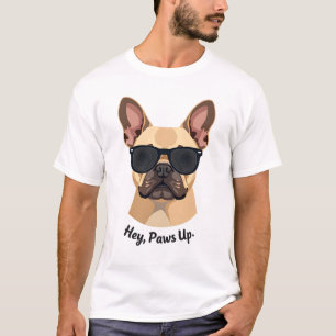 T-shirt Lunettes de soleil vintage Hey, Paws Up Bouledogue