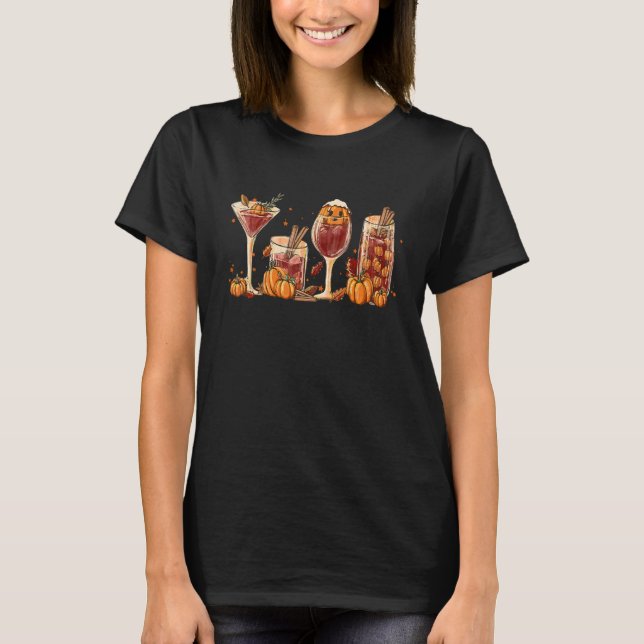 T-shirt Lunettes de vin d'automne Citrouille épices automn (Devant)