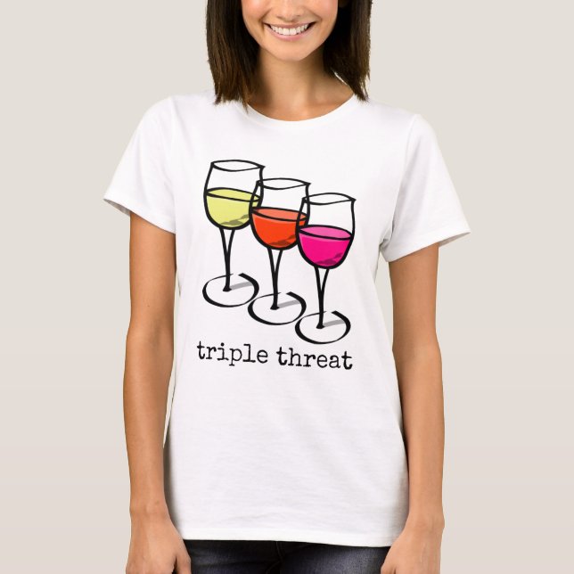 T-shirt Lunettes de vin de dessin triple menace drôle Winn (Devant)