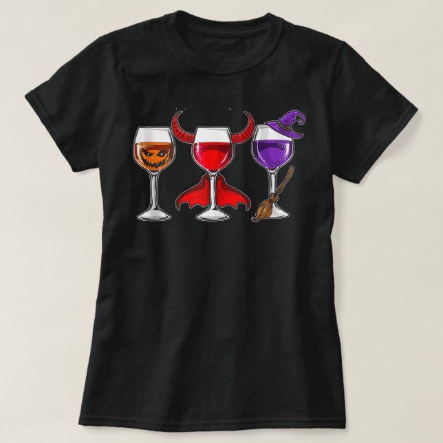T-shirt Lunettes de vin Halloween Drôle Hallowine Citrouil (Design devant)