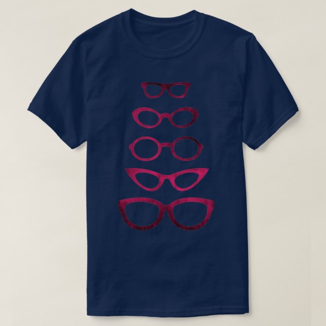 T-shirt Lunettes De Vue Rouge Foncé Sous Diverses Formes (Design devant)