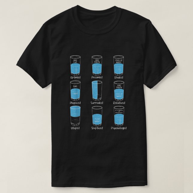 T-shirt Lunettes demi-pleine vide Psychologue Psychologue (Design devant)