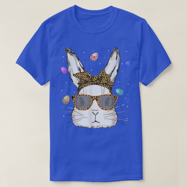 T-shirt Lunettes Empreinte de léopard Visage Lapin Mignonn (Design devant)