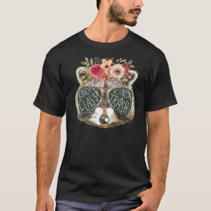 T-shirt Lunettes Floral Raccoon Kinda Classy Kinda Trashy 