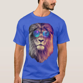 T-shirt Lunettes Lion Space Astronaut Lion Meme Round Glas