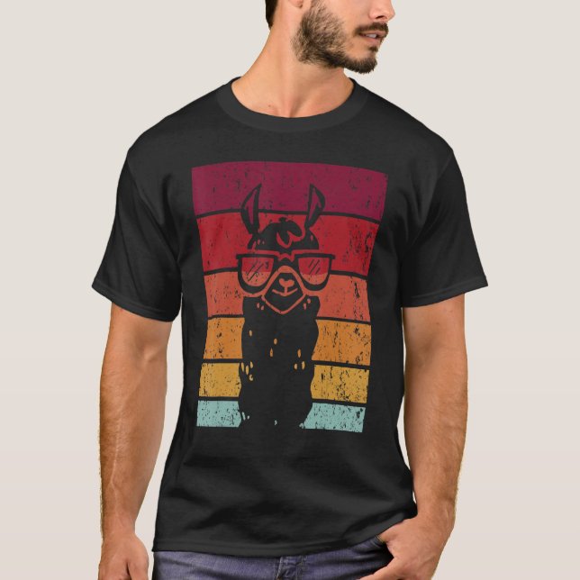T-shirt Lunettes Llama Style Rétro Alpaca Llama Vicuña Lam (Devant)