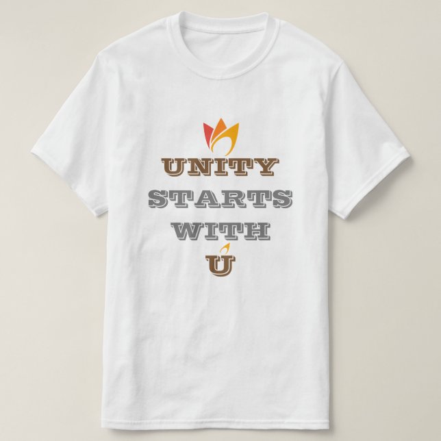 T-shirt L'UNITÉ COMMENCE AVEC VOUS (feu orange à rouge) pe (Design devant)