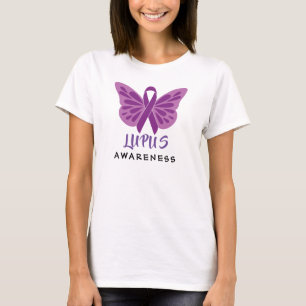 T-shirt Lupus Sensibilisation Papillon à ruban violet