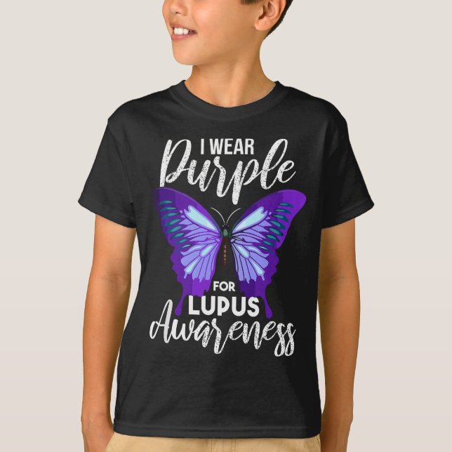 T-shirt Lupus Sensibilisation Papillon pourpre Motivation (Devant)