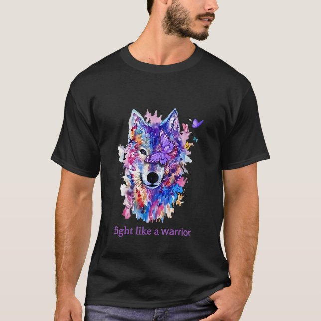 T-shirt Lupus Sensibilisation Wolf Combattre Comme Un Guer (Devant)