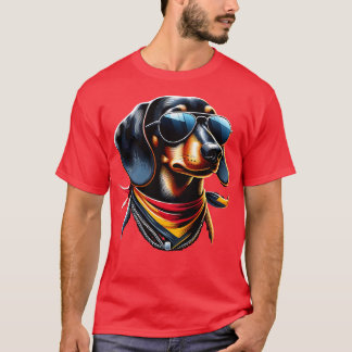T-shirt Lustiger Dackel mit Flagge Deutschland Witzig Cool