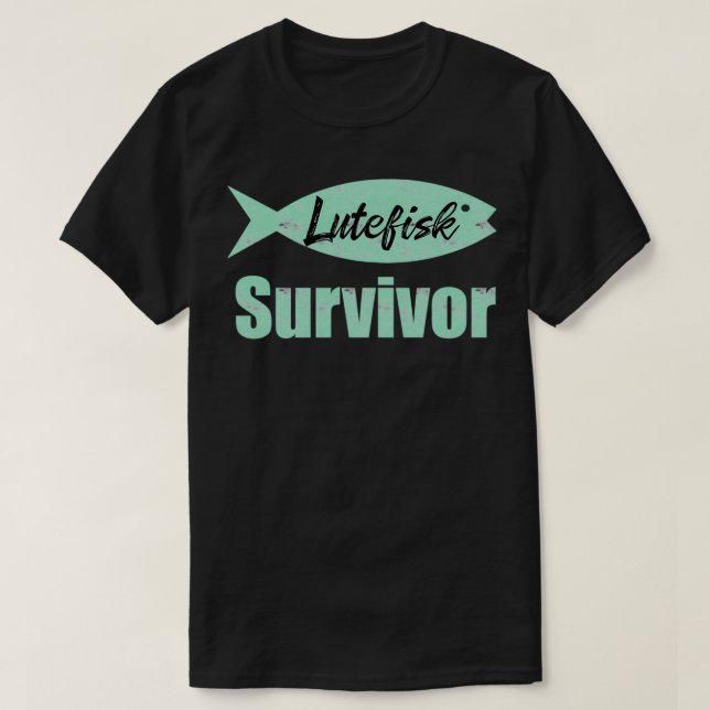 T-shirt Lutefisk Survivant Funny Pêche scandinave (Design devant)