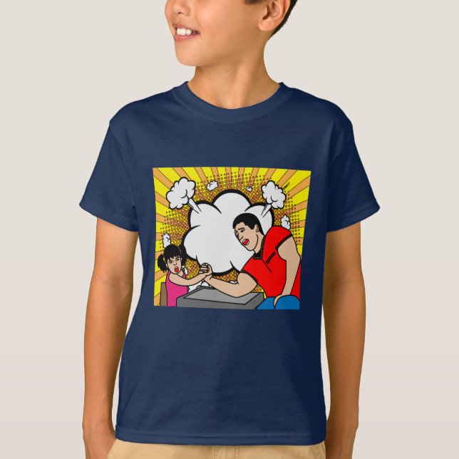 T-shirt Lutte amusante au bras coloré (Devant)