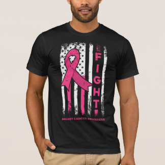 T-shirt Lutte contre le cancer du sein avec drapeau