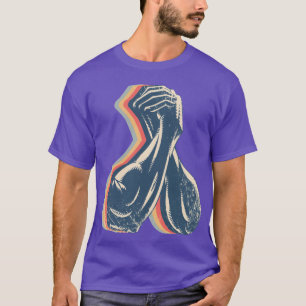 T-shirt Lutte de bras Lutteur de bras Rétro dessin linéair