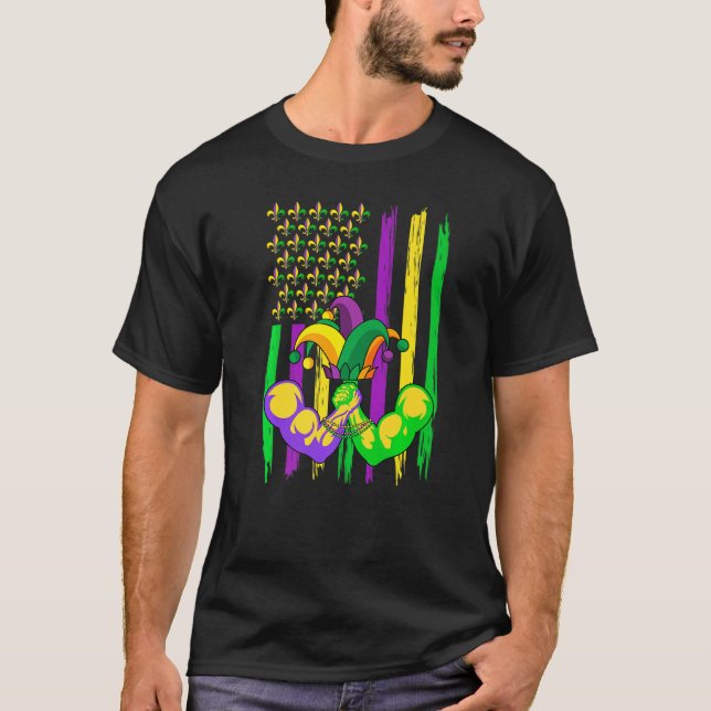 T-shirt Lutte Jester Casquette Drapeau rétro américain Mar (Devant)