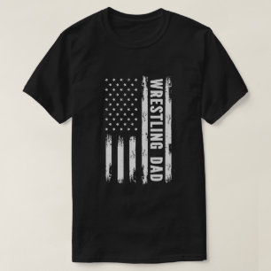 T-shirt Lutte papa Drapeau Américain Lutteurs Grunge Retro