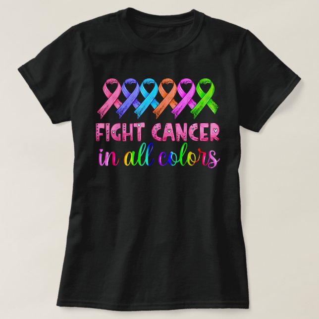 T-shirt Lutter contre le cancer dans tous les rubans coule (Design devant)