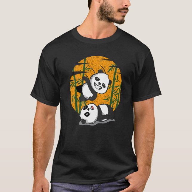 T-shirt Lutter Pandas Chinois Bambou Manger des animaux êt (Devant)