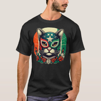 T-shirt lutteur Luchador Chat de lutte chat Masque