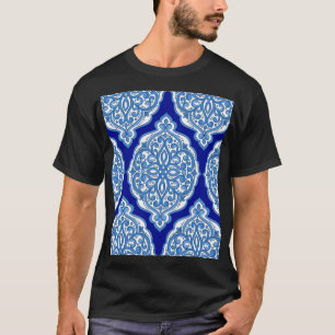 T-shirt Luxe blanc-bleu, ornement turc.