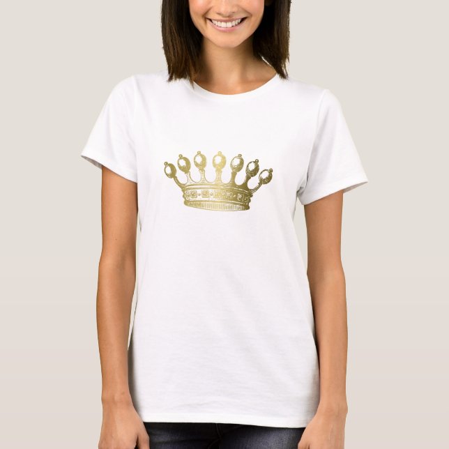 T-shirt Luxueux Esoteric Gold Crown Blanc (Devant)