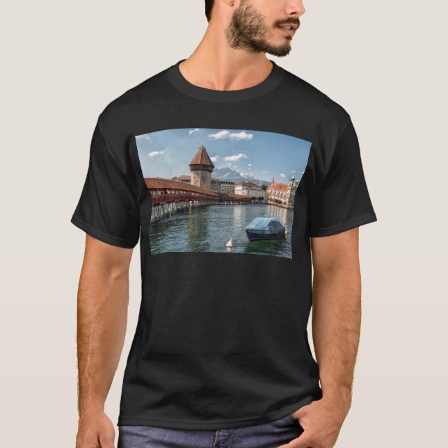 T-shirt Luzerne de pont de chapelle, Suisse (Devant)