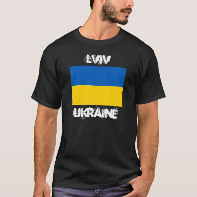 T-shirt Lviv, Ukraine avec le drapeau ukrainien (Devant)