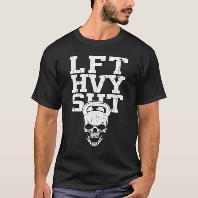 T-shirt LVT HVY SHT Skull Dumbbell Gym Fitness Bodybuildin (Devant)