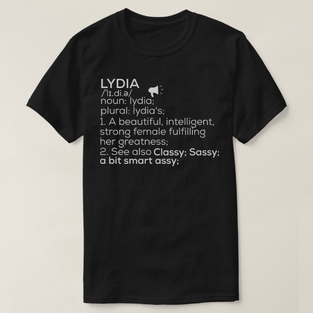 T-shirt Lydia Nom Lydia Définition Lydia Femme Nom Lydi (Design devant)