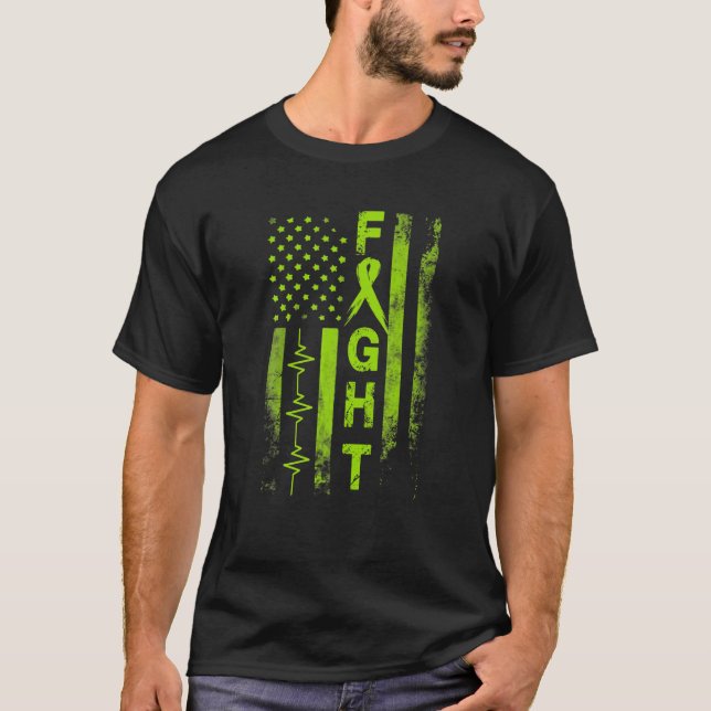 T-shirt Lymphoma Cancer Awareness Fight American Flag Don (Devant)