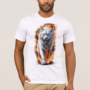 T-shirt Lynx flamboyant féroce marchant à travers les flam