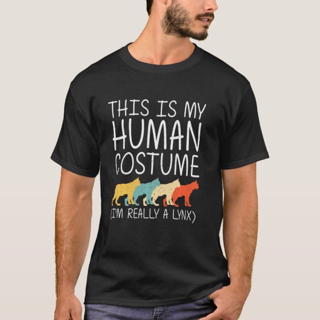 T-shirt Lynx Halloween Costume humain Bobcat Caracal Easy  (Devant)