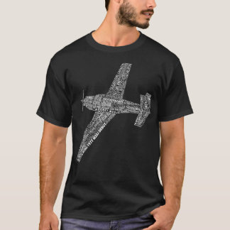 T-shirt M20 Typographie Avion Pilote d'aviation