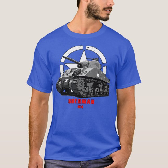 T-shirt M4 Sherman Military tank WW2 (Devant)